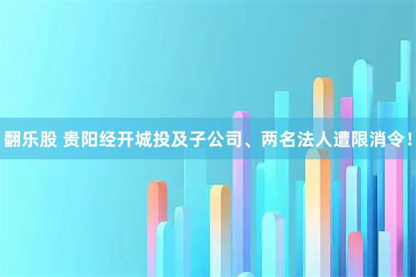 翻乐股 贵阳经开城投及子公司、两名法人遭限消令！