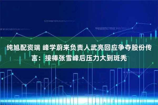 纯旭配资端 峰学蔚来负责人武亮回应争夺股份传言:接棒张雪峰后压力大到斑秃